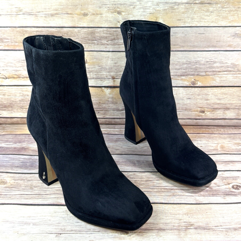 Sam Edelman Womens Black Suede Jaye High Heel Platform Ankle Boots 8